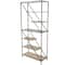 71" x 32" Brown Wooden Diagonal Angled 6 Shelf Storage Shelving Unit with Black Metal Frame